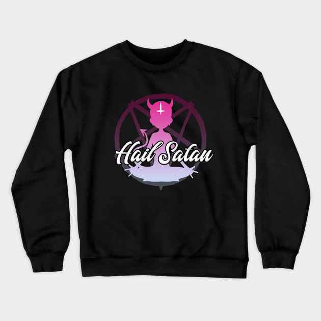 Hail Satan | Pink Yogi Print | Satanic Yoga Crewneck Sweatshirt by WearSatan